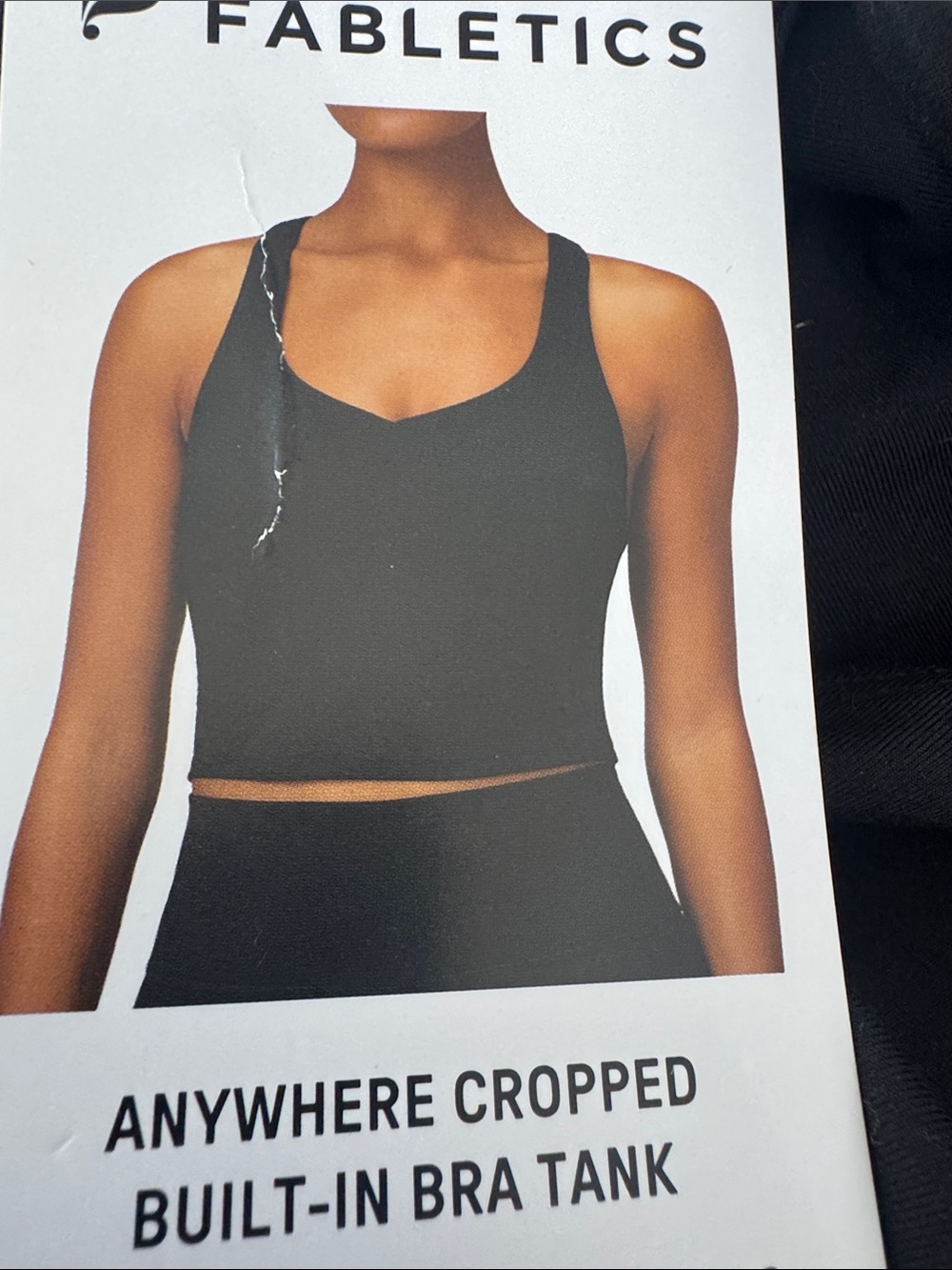 Fabletics Black Anywhere Cropped Built-In Bra Tank